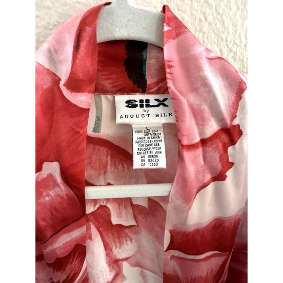 VTG SILX By August Silk Women's 100% Silk Tie Robe Kimono Gorgeous Floral Sz L - Picture 2 of 8
